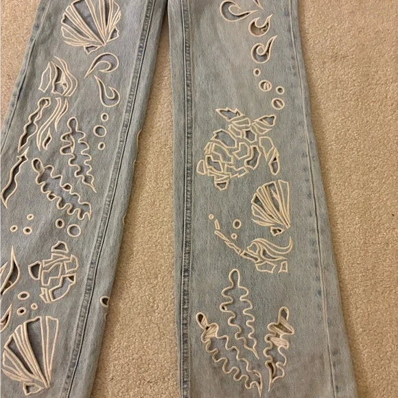 BDG‎ High Waisted Flare Jeans Cutout Seascape Urban Outfitters Exclusive - Picture 4 of 9